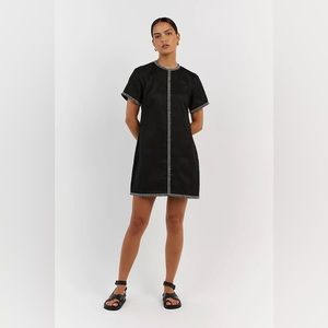 DISSH Bella Black Linen Shift Dress - US 4